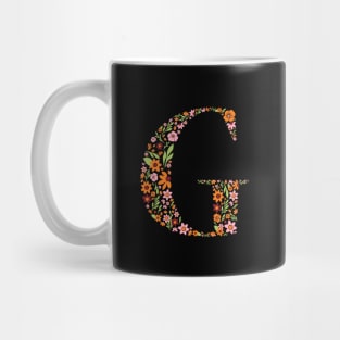 Retro Floral Letter G Mug